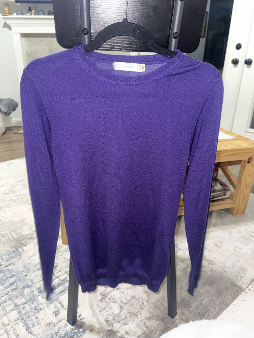 Purple Crewneck Sweater 100% merino wool